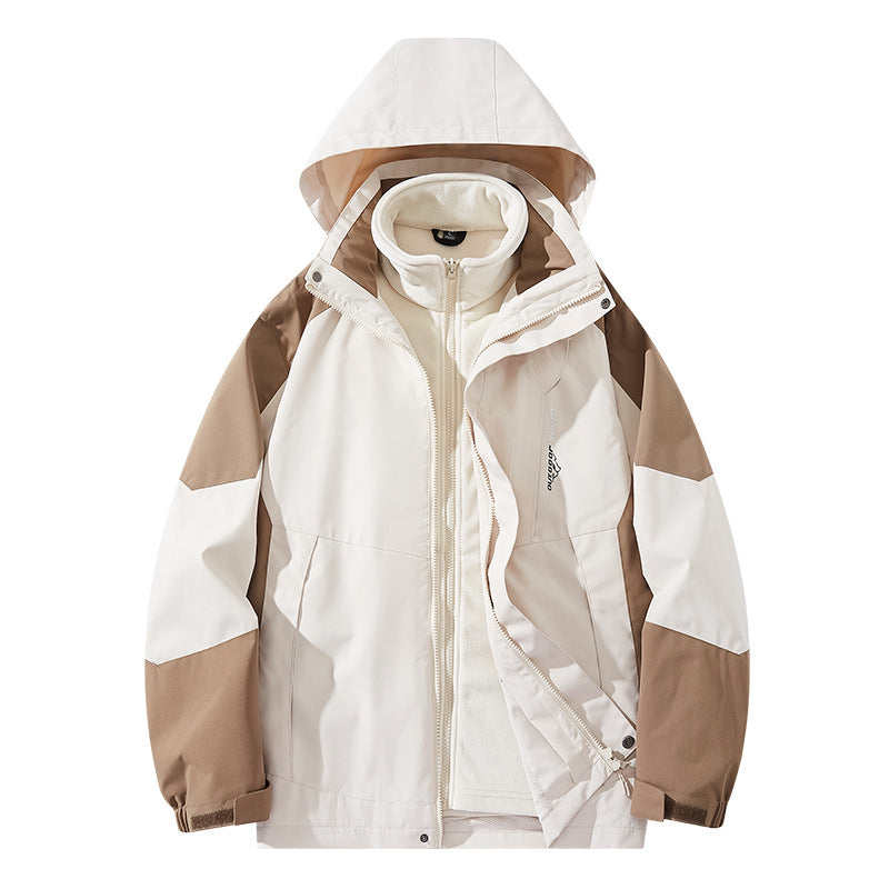Męska wodoodporny two-warstwa trekkwg kurtka z removable fleece wner kurtka i kapturem