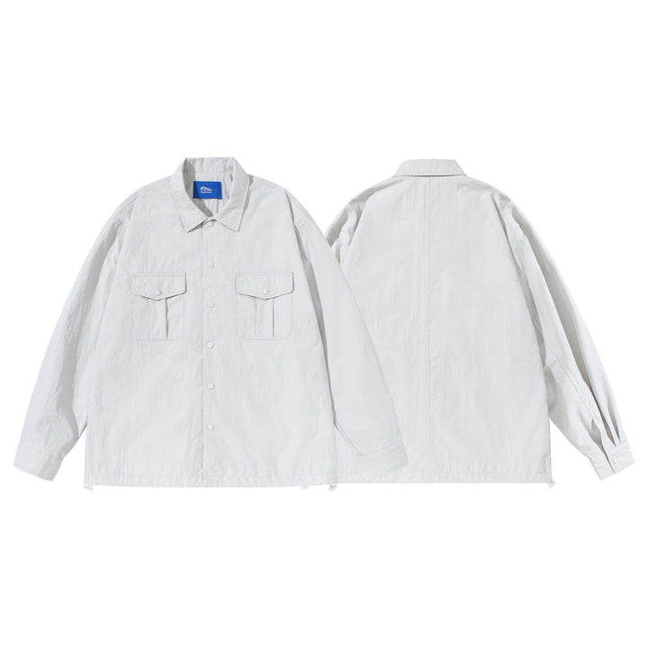 Unisex Oversize kurtka koszulowa z nap listwa i kieszenie z klapkami