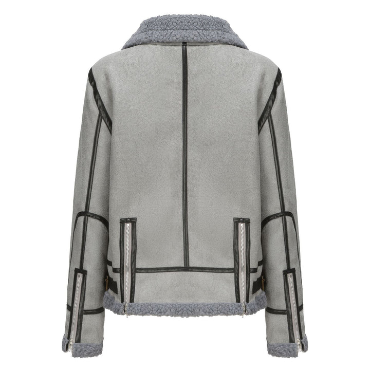 Damska krótka Aviator Sheepskin Imitation kurtka z Teddy Lining i imitacja skóry Trim Lumaza