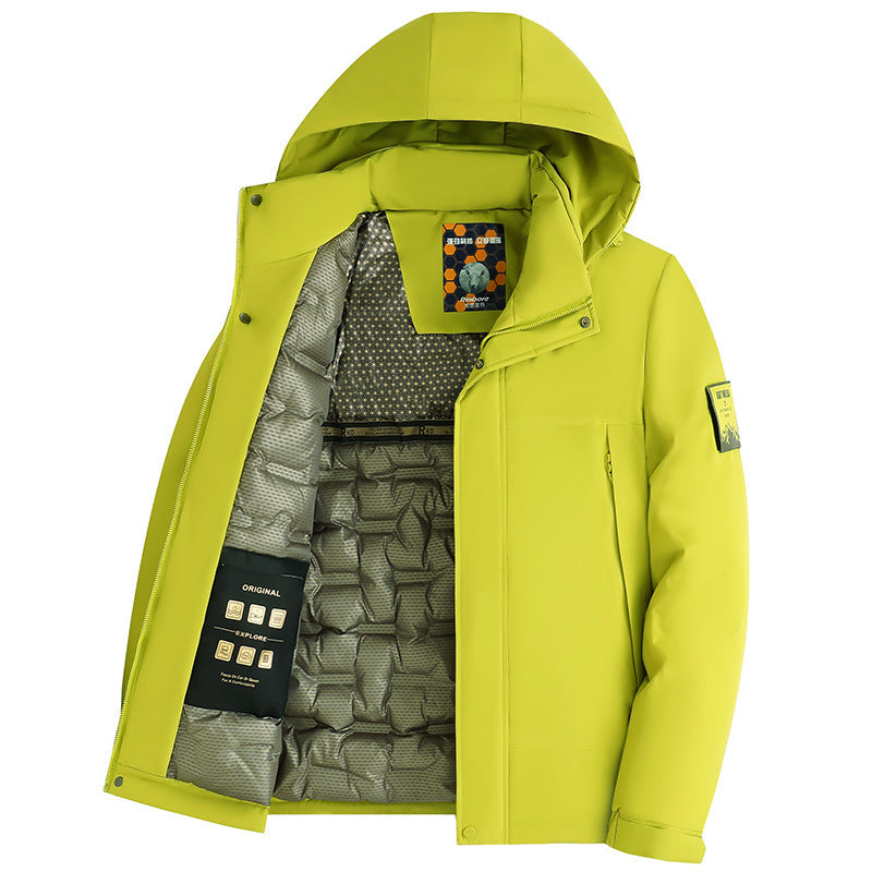 Męski Ocieplany Hoodie Kurtka z 3D Pikowany Podszewka i Wodoodporny Zewnętrzny Zewnętrzna warstwa