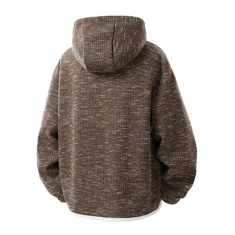 Męska Oversize Dzianina Bluza z kapturem z Nap Listwa i Melanged Structure