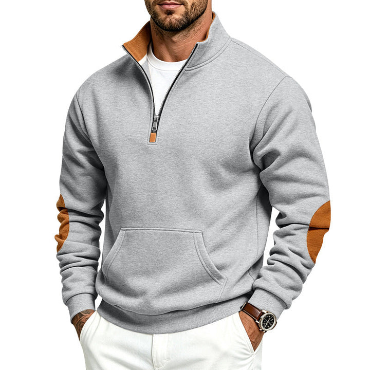 Męska bluza z half zamek, Stójka i elbow patches