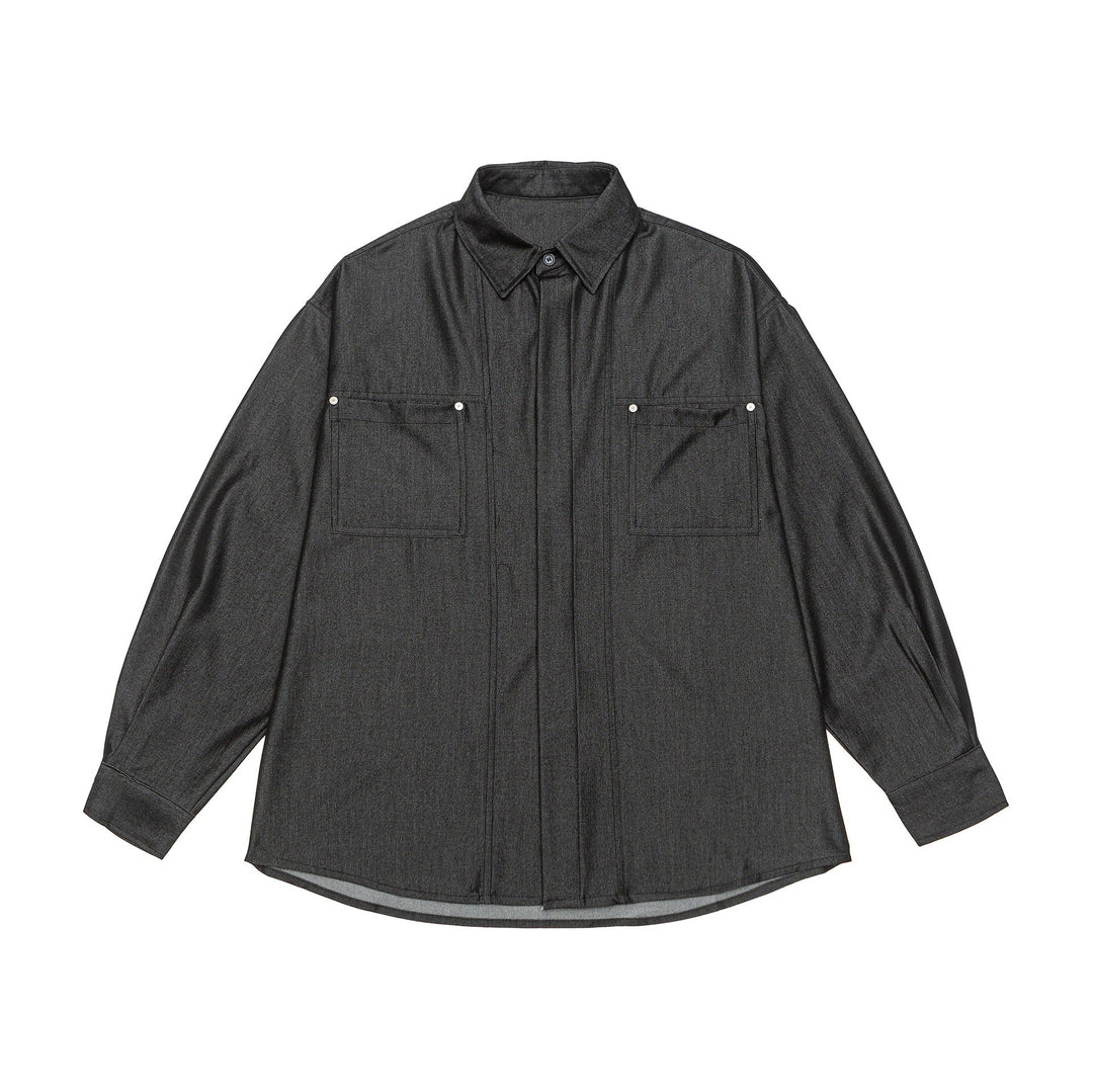 Męska koszula wierzchnia made heavy twill quality z ukryty listwa i kieszeniami na piersi
