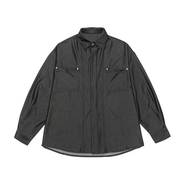 Męska koszula wierzchnia made heavy twill quality z ukryty listwa i kieszeniami na piersi