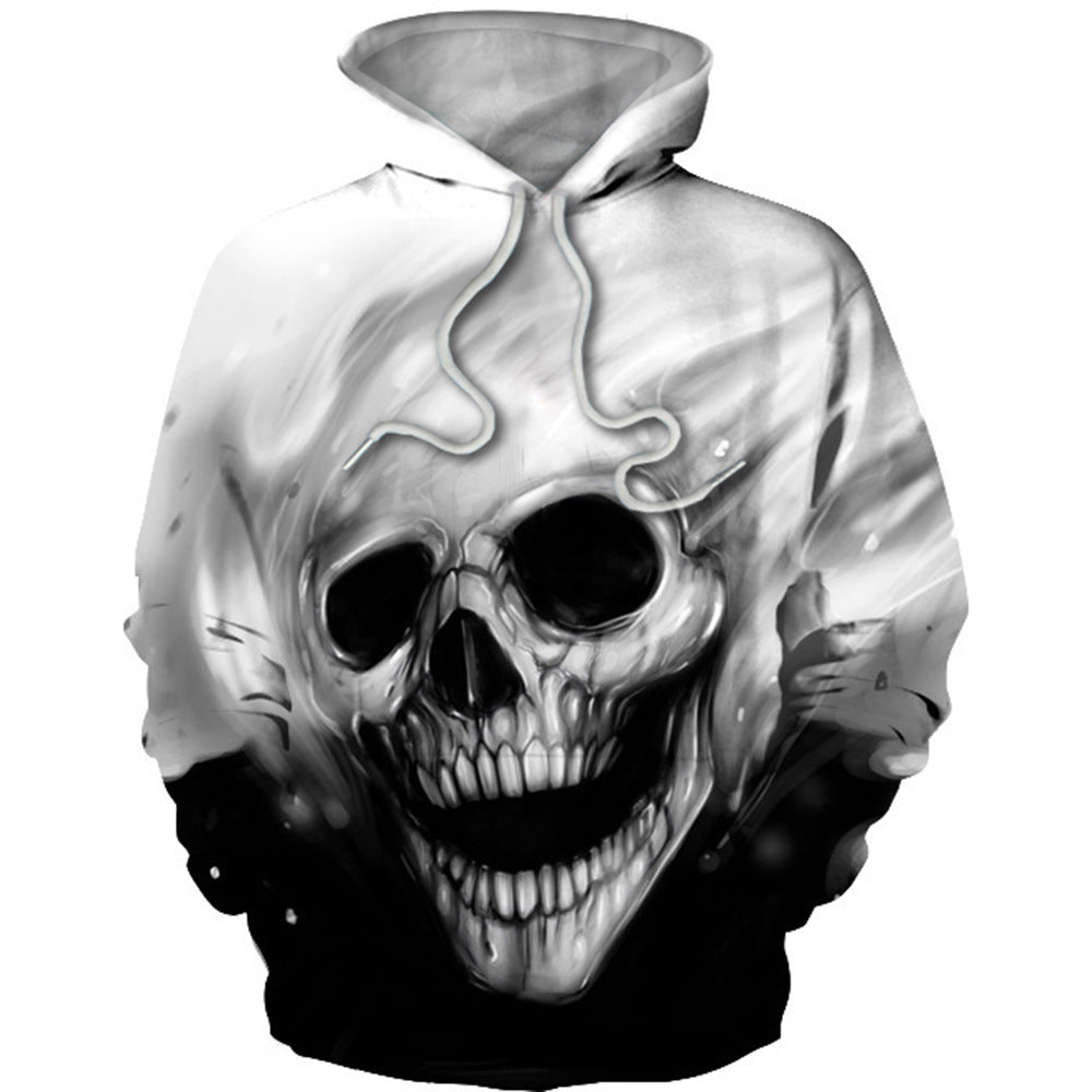 Męska Bluza z kapturem z Luminous Flame Skull Print