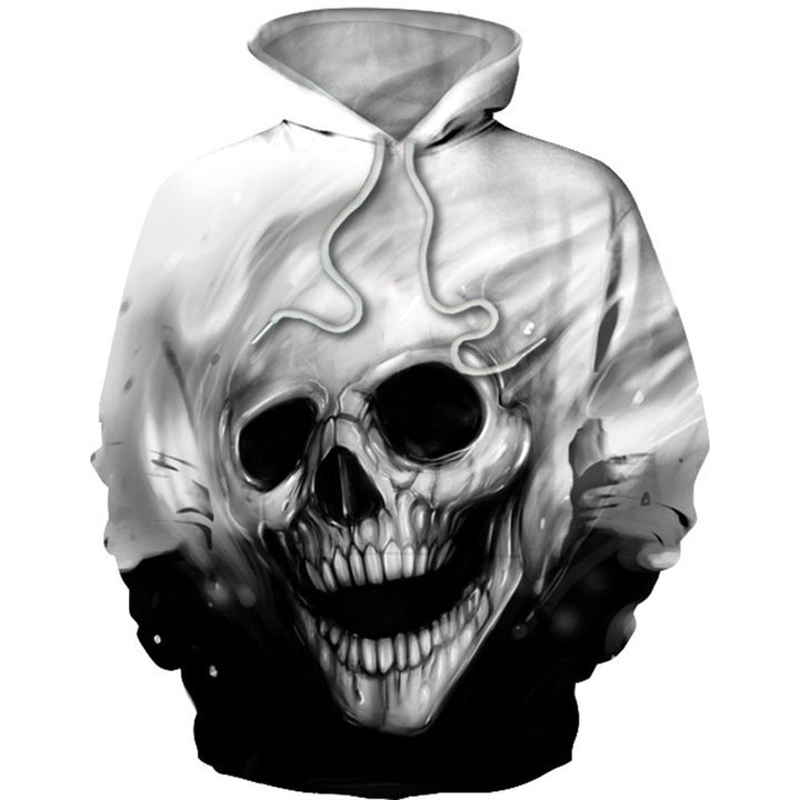 Męska Bluza z kapturem z Luminous Flame Skull Print