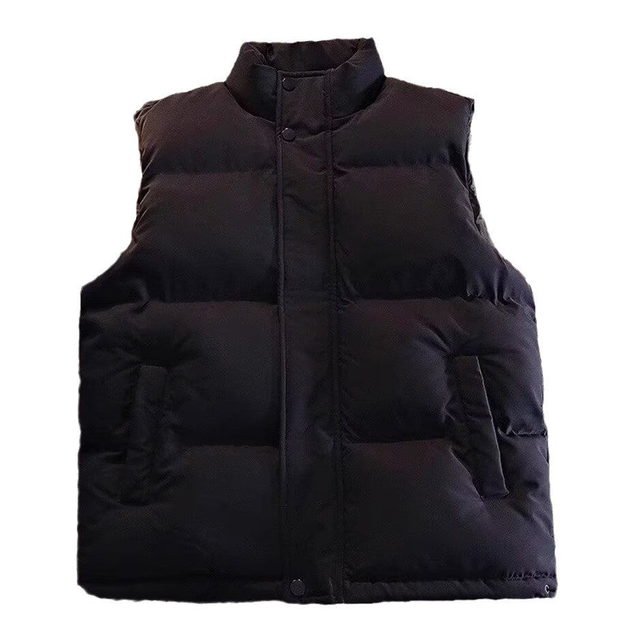 Męska ocieplana Sleeveless pikowana kamizelka z stójką i ukryty zatrzask listwa