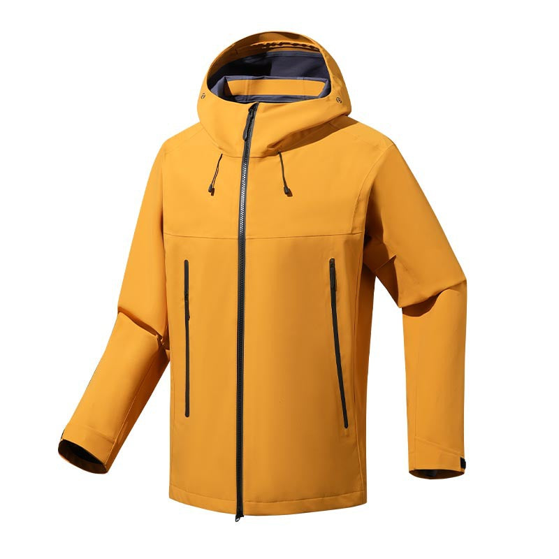 Męska water- i wiatroszczelna kurtka softshell outdoorowy z regulowany kapturem