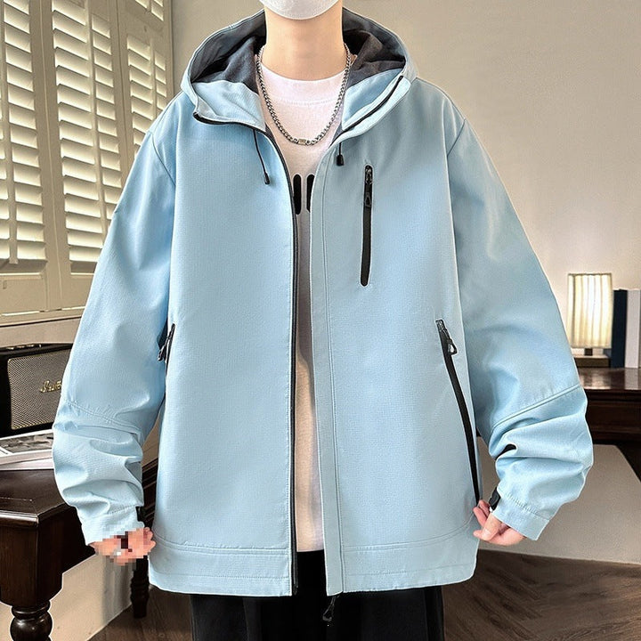 Męska Boxy Z kapturem Kurtka softshell z Ukryty Zamek, Multifunctional Kieszenie na zamek &amp; Oversize Krój