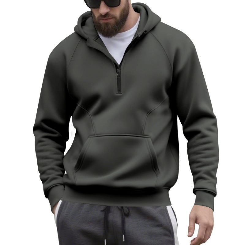 Męska krótki zamek bluza z kapturem w minimalistyczny softshell wygląd z kieszeń kangurka i raglanowy Rękawy