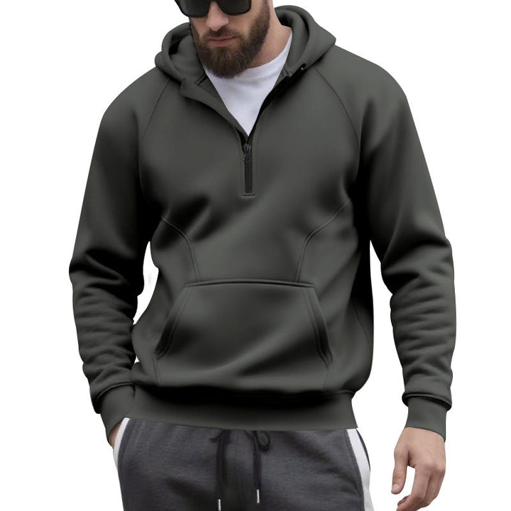Męska krótki zamek bluza z kapturem w minimalistyczny softshell wygląd z kieszeń kangurka i raglanowy Rękawy