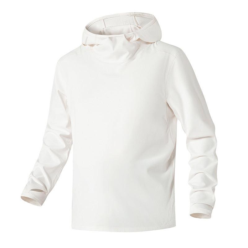 Herren Kapuzenpullover mit hohem Schalkragen aus technischem Stretchjersey