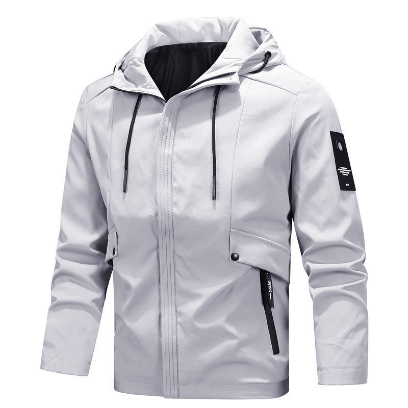Męska Tech softshell kurtka z kapturem, wiatroszczelna membrana i ukryty multifunction kieszeniami