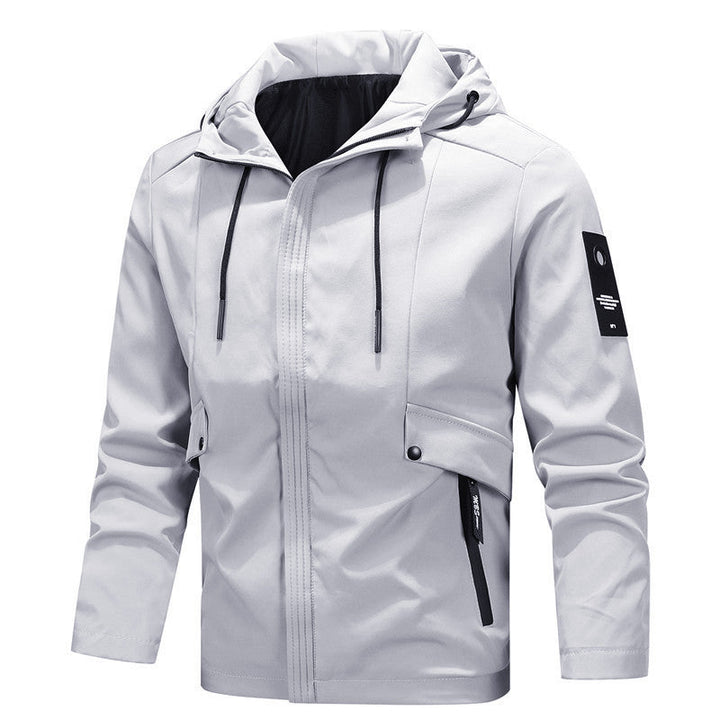 Męska Tech softshell kurtka z kapturem, wiatroszczelna membrana i ukryty multifunction kieszeniami