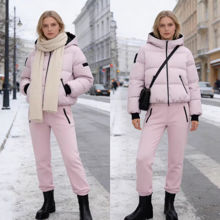 Damska krótka ocieplana bomber-Styl kurtka z kapturem z elastyczny dół i zippered Kieszenie