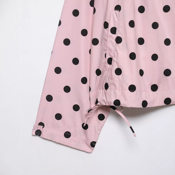 Damska lekka Dotted Anorak kurtka in krótka boxy Cut z ściągaczem i z wysokim kołnierzem Lumaza