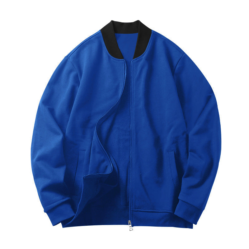 Męska sporty-elegant sweat kurtka w bomber Styl z kontrastowy Kołnierz i dwukierunkowy zamek