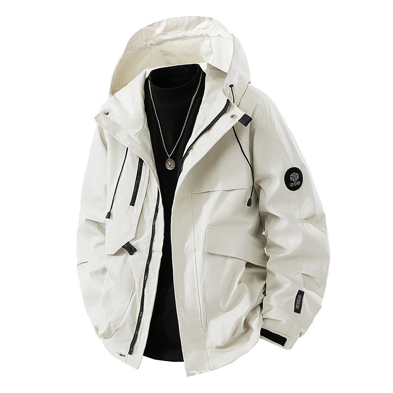 Męska Mwimalist miejski softshell parka z ukryty utility kieszeniami i regulowany kapturem