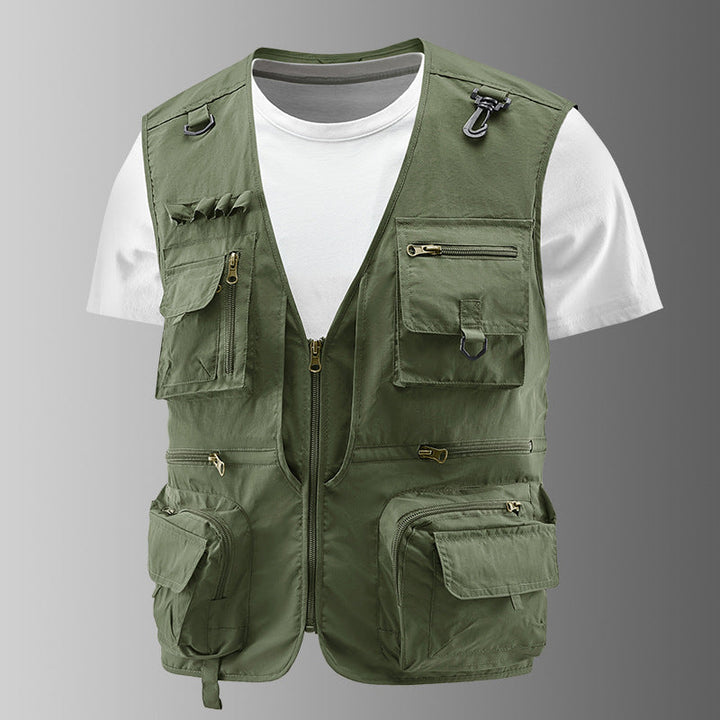 Męska Multifunctional outdoorowy utility kamizelka z numerous zamkiem kieszeniami, D-rwg i carabwer