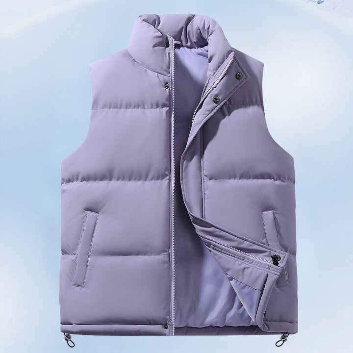 Męski Pikowany Termiczny Puffer Kamizelka z High Stójka i Drawstring Dół