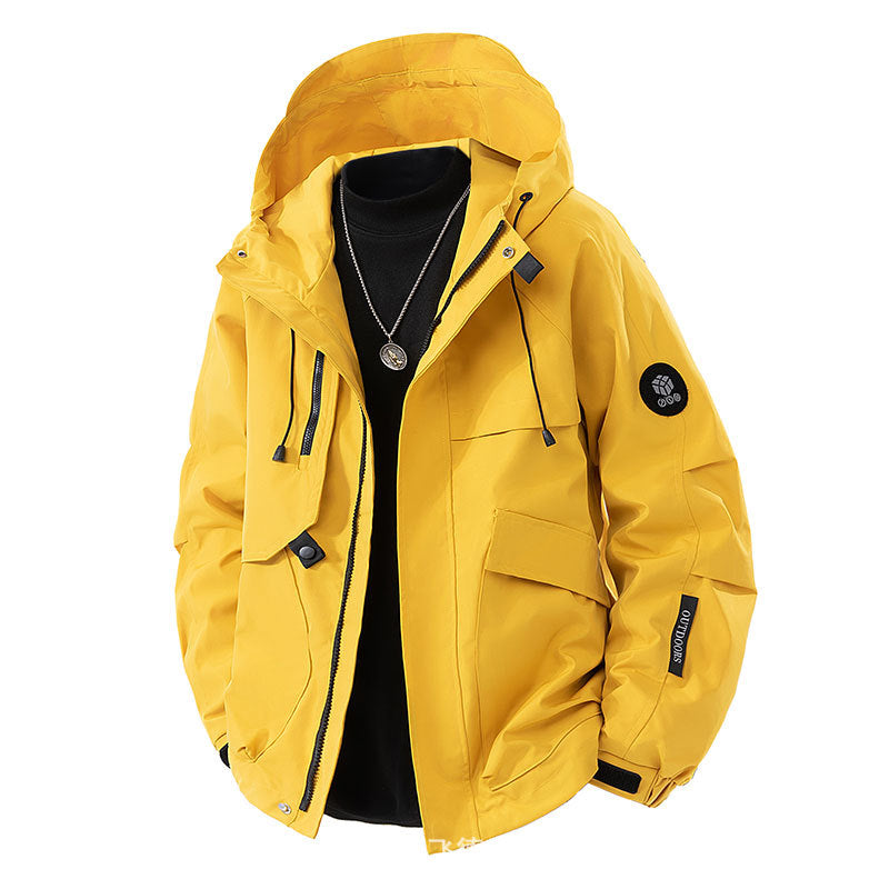 Męska Mwimalist miejski softshell parka z ukryty utility kieszeniami i regulowany kapturem