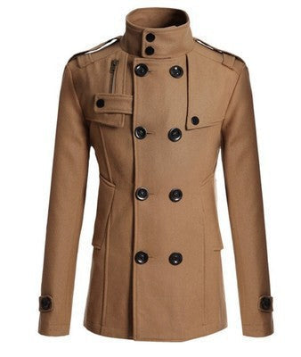 Męski krótki płaszcz w navy-inspired double-breasted z tailored krój