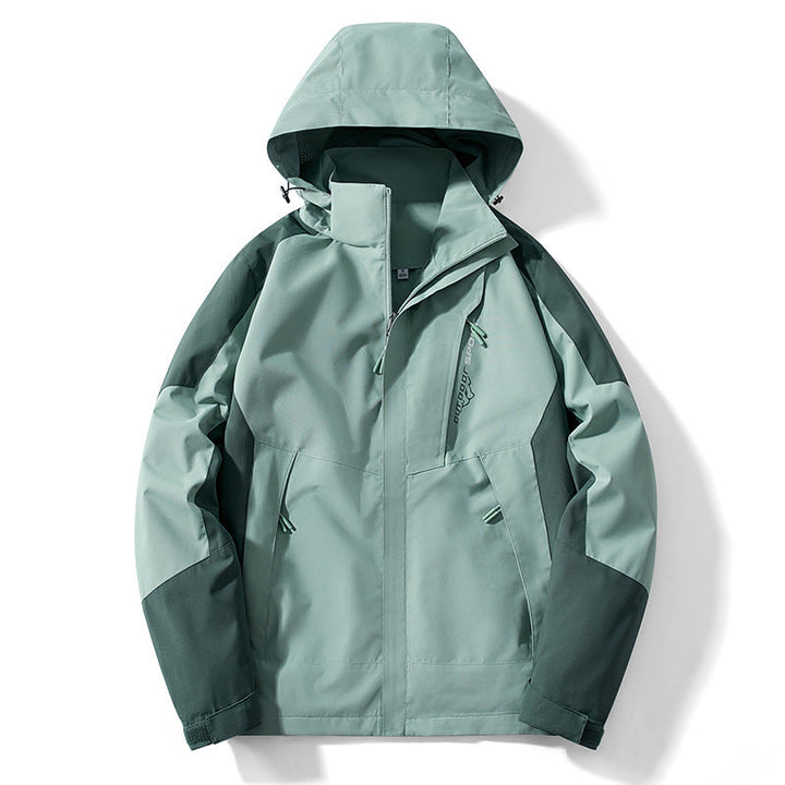 Męska Colorblock softshell Trekker kurtka z kapturem, ukrytym zamkiems i boczne kieszeniami