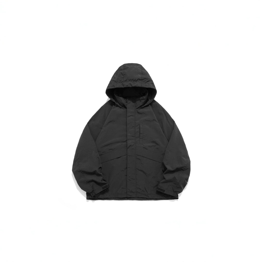 Unisex Szeroki wodoodporna z kapturem parka z ukryty zamek flap i kieszenie z klapkami