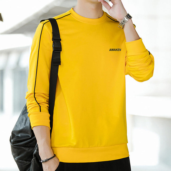 Męska Crewneck Bluza z Kontrastowa lamówka i Dopasowany Sylwetka