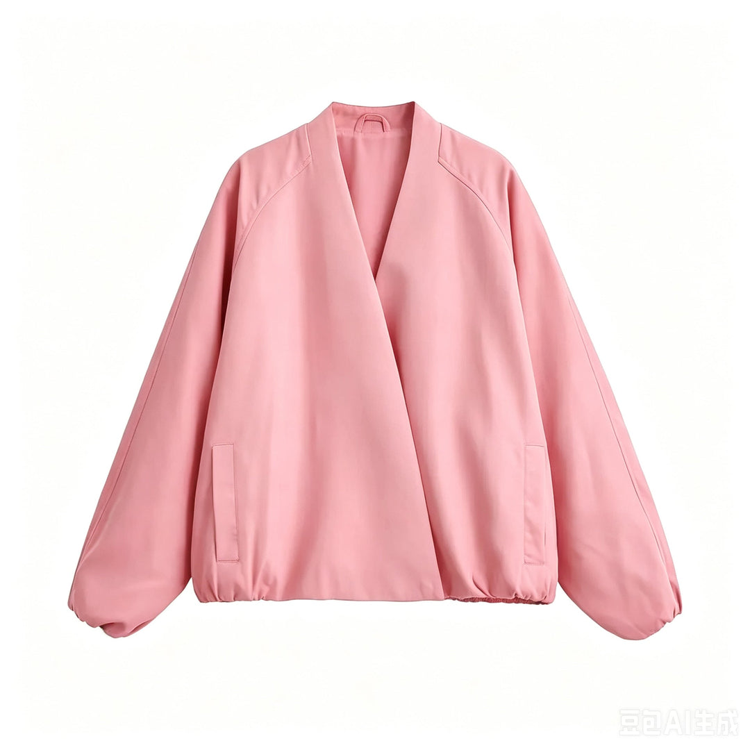 Damska krótka kurtka in oversize kimono cut z elastic dołem Lumaza