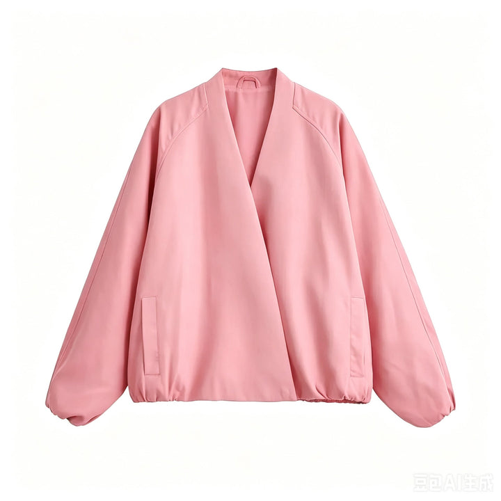 Damska krótka kurtka in oversize kimono cut z elastic dołem Lumaza