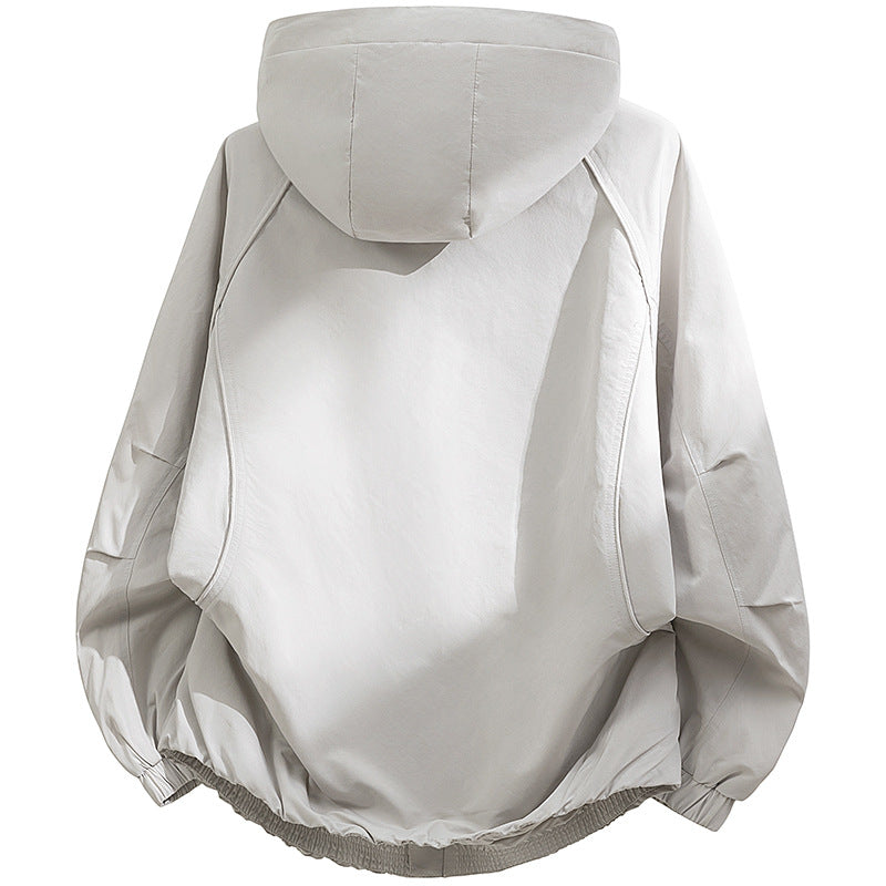 Męska kapturemed utility softshell kurtka z Oversize krój, zamkiem kieszeniami i elastycznym dołem