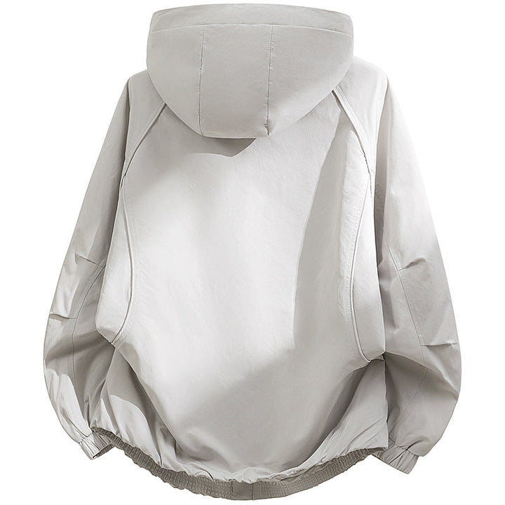 Męska kapturemed utility softshell kurtka z Oversize krój, zamkiem kieszeniami i elastycznym dołem