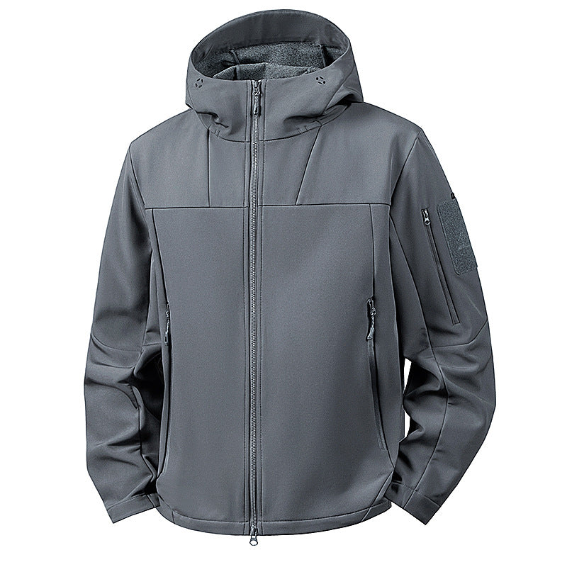 Męska wwd i wodoodporny softshell kurtka z kapturem i tactical kieszeniami
