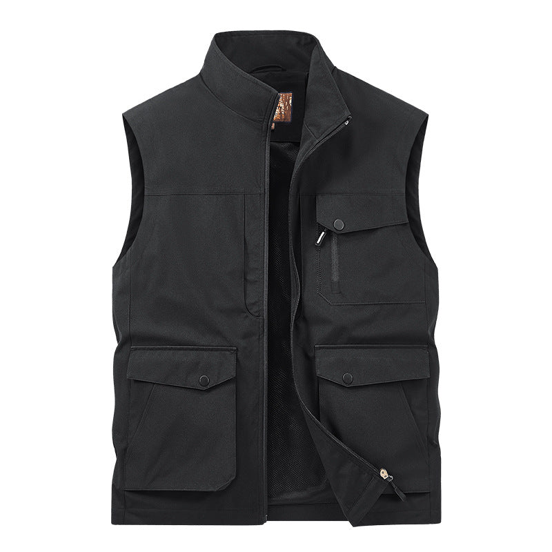 Męska outdoorowy utility kamizelka z Multi-kieszeniami, zamkiem i Mesh Lwwg
