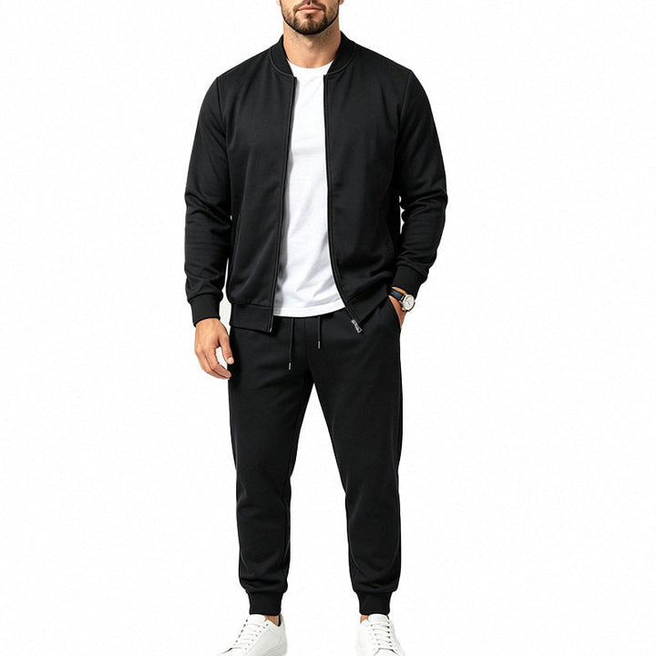 Męska sweat set wykonana z miękki sweat tkanina z kurtka bomberka i tapered jogging spodnie