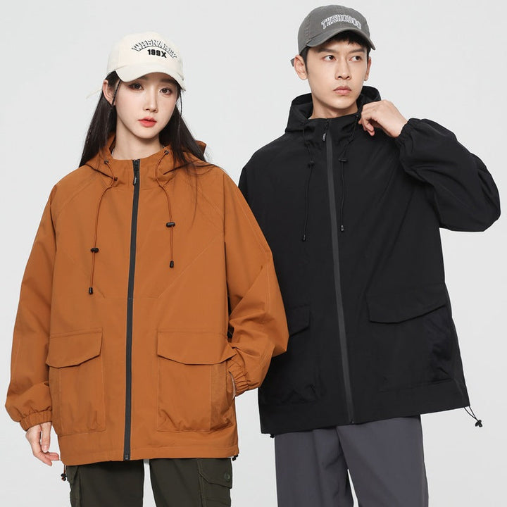Damska oversize Windbreaker kurtka z kapturem i Cargo kieszeniami Lumaza