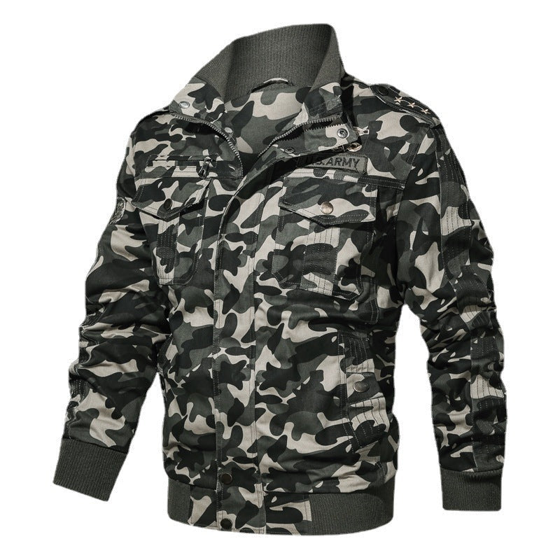 Męski Camouflage Field Blouson w Miejski Military Styl z Ribbed Mankiety i Wiele Kieszenie