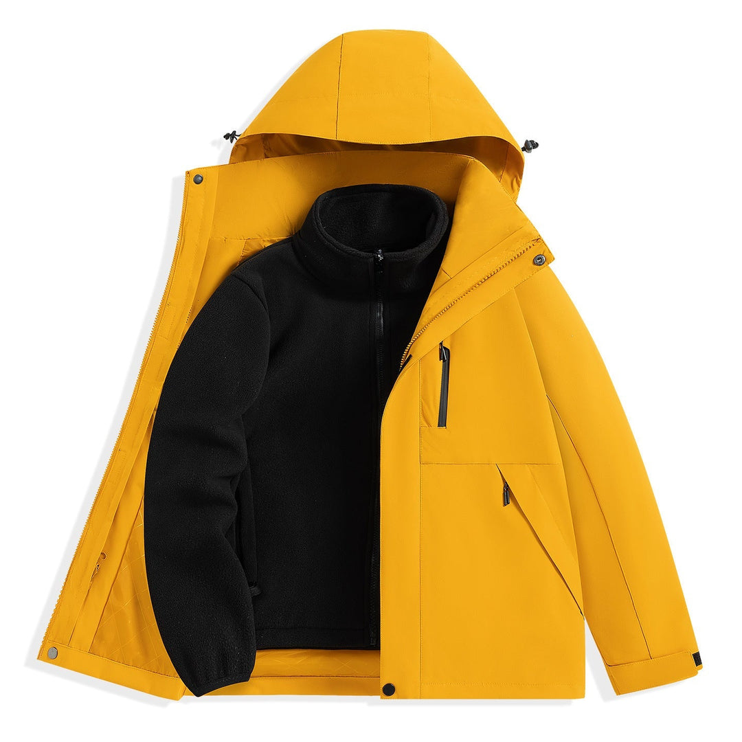 Męska two-warstwa outdoorowy parka z removable fleece wner kurtka i kapturem