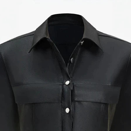 Damska krótka bez rękawów imitacja skóry kamizelka z oversize Shoulders Lumaza