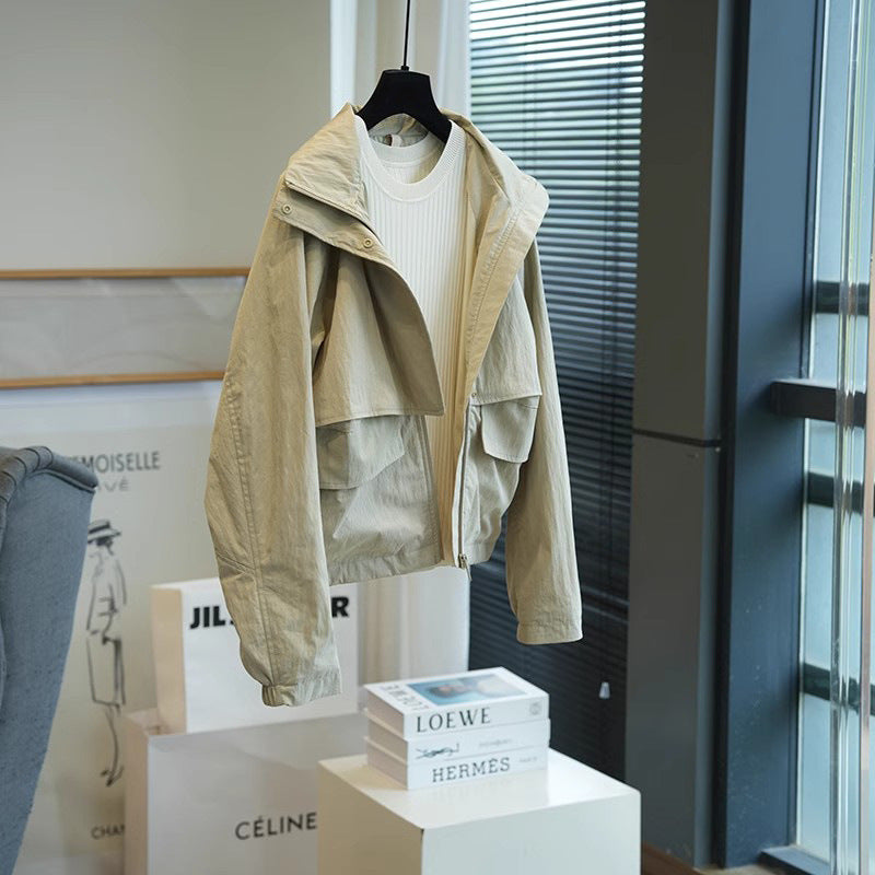 Damska Stylish Transitional kurtka z wysokim kołnierzem i Practical kieszeniami Lumaza