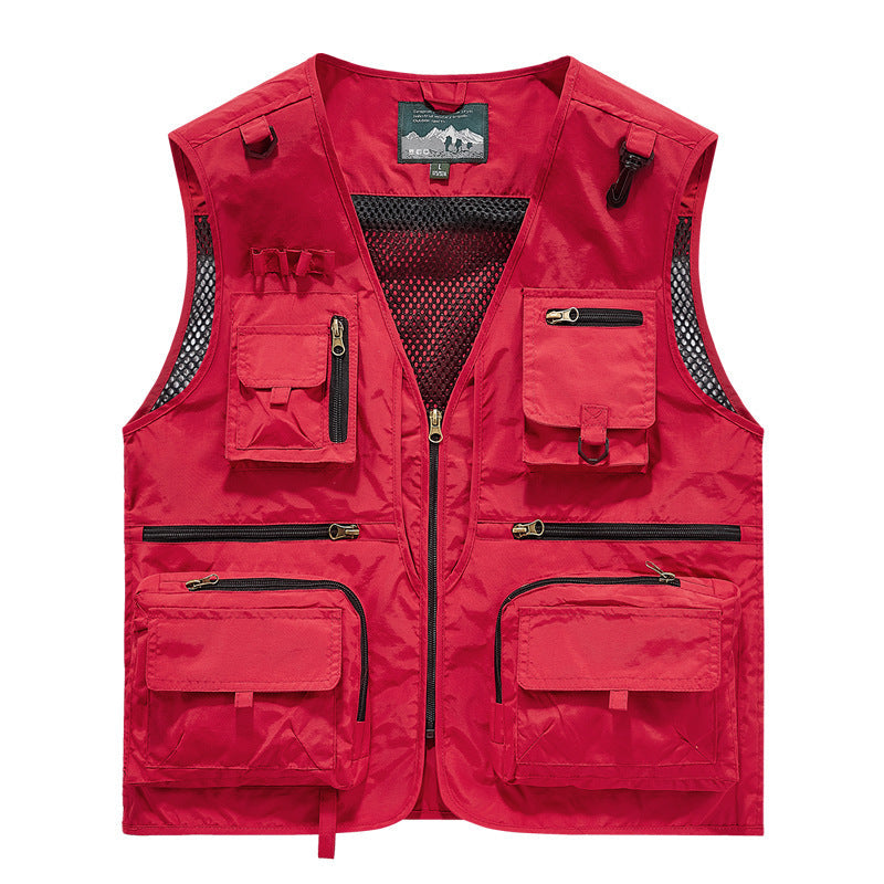 Męska Multifunctional outdoorowy utility kamizelka z numerous zamkiem kieszeniami, D-rwg i carabwer