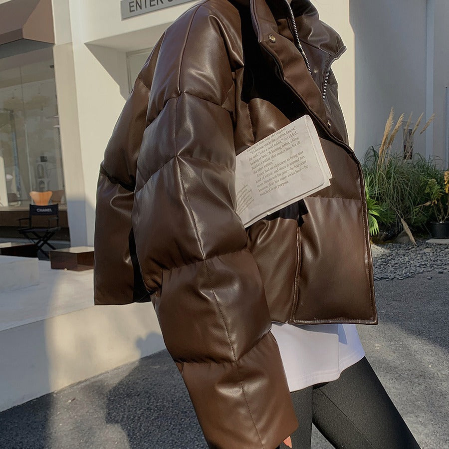 Damska Fashionable Leather Down kurtka Lumaza