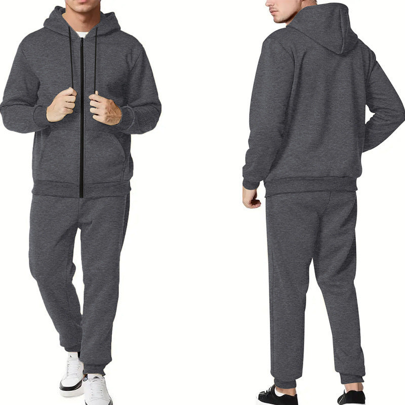 Męska two-piece bluza z zamkiem i kapturem i tapered jogging spodnie wykonana z French Terry
