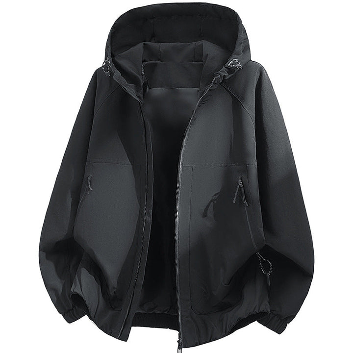 Męska oversize kapturemed softshell kurtka z Technical Surface i ściągaczem dół