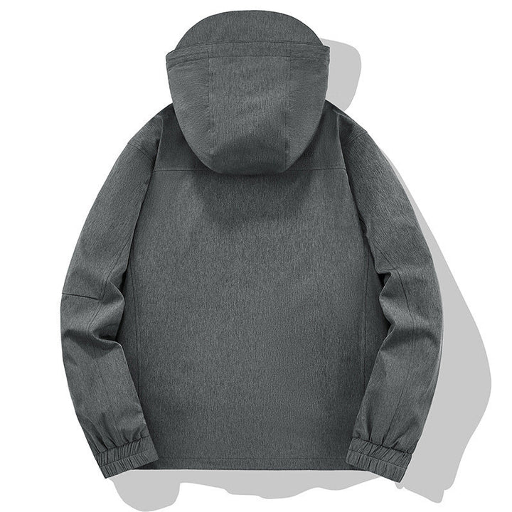 Męski Weather-Resistant Softshell Outdoorowy Kurtka z Kaptur, Wysoki kołnierz, i Welded Szwy
