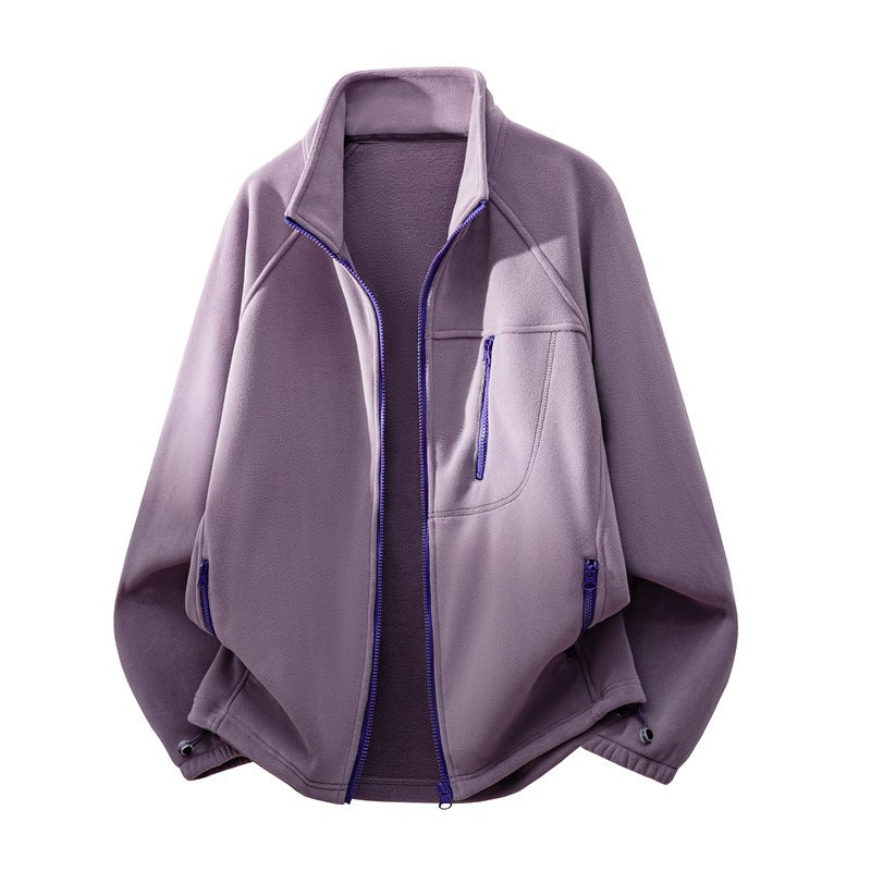 Kurtka męska polarowa z wysoki stójką, multiple zamkiem kieszeniami, i ergonomic raglan krój