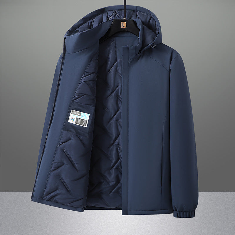 Męska wodoodporna miejski softshell kurtka z kapturem z lightly ocieplana pikowana Podszewka, ukryty zamek, i elastyczne mankiety