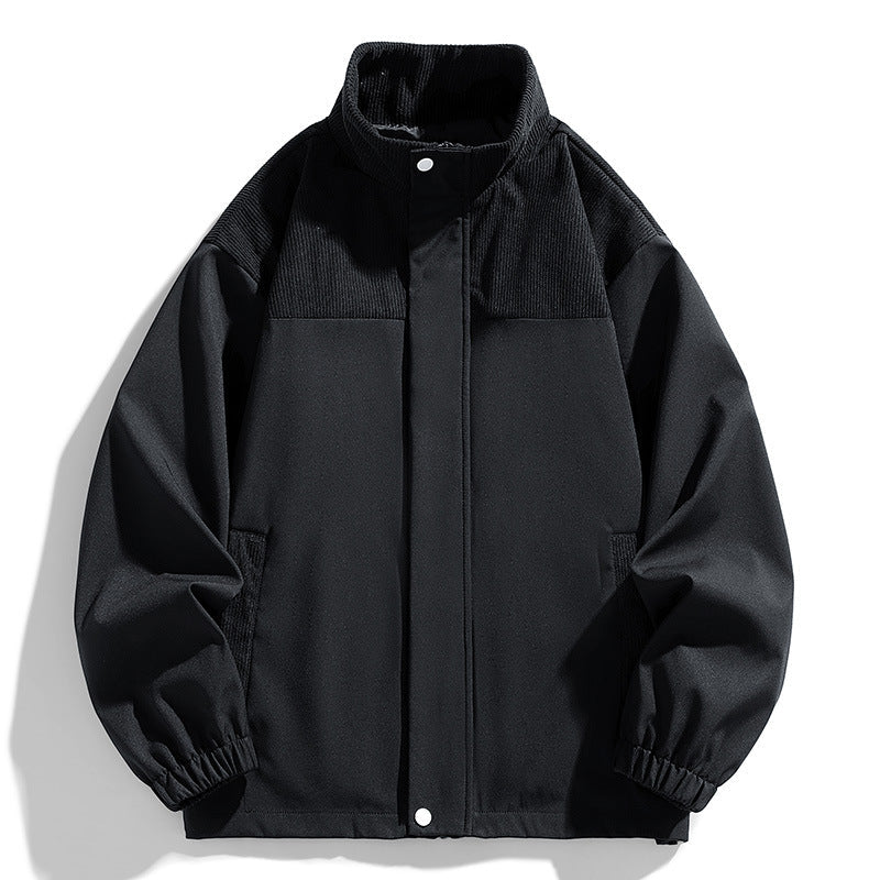 Damska oversize Transitional kurtka z Cord Trim i stójka kołnierzem Lumaza