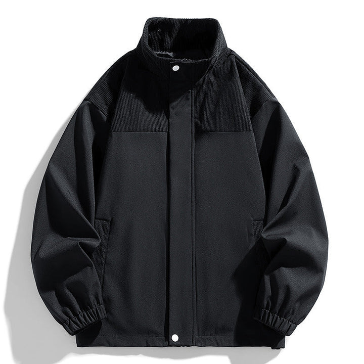 Damska oversize Transitional kurtka z Cord Trim i stójka kołnierzem Lumaza